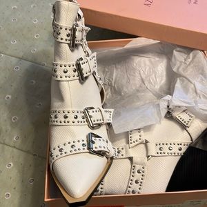 White Womens Boots with Buckles Brand New By AZALEAS WANG